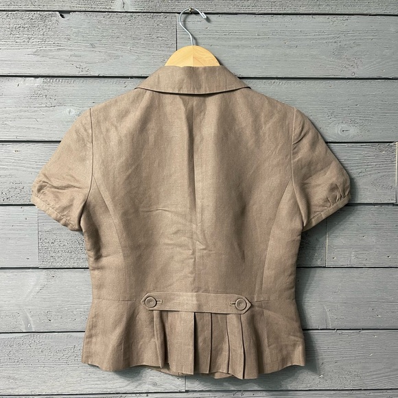 Ann Taylor LOFT Cocoa Brown Short Sleeved Work Office Layer Jacket Blazer Sz 4 - Picture 5 of 16
